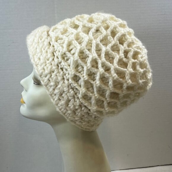 VTG Hand Crocheted White Head Wrap Hat Made in Japan - Picture 2 of 13